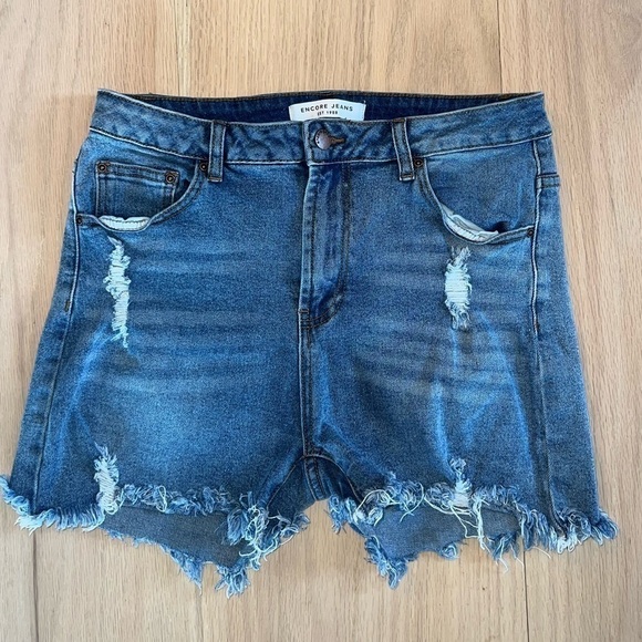Encore Distressed Jean Shorts Size 13 - Picture 1 of 5
